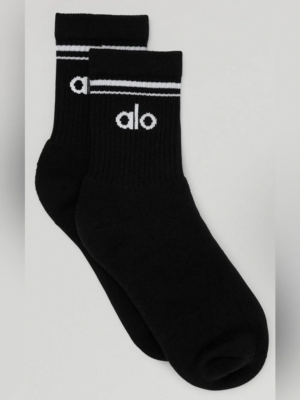 ALO YOGA Unisex Half-Crew Throwback Sock, BLACK NWT